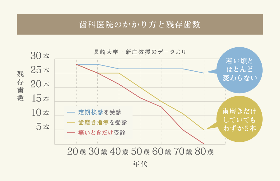 歯科医院のかかり方と残存歯数