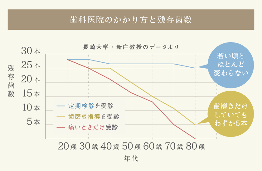 歯科医院のかかり方と残存歯数